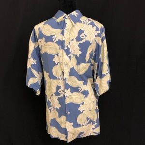 Tori Richard Men’s Hawaiian Shirt Large Blue Green